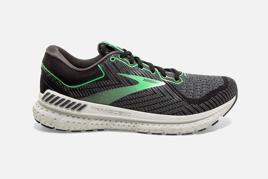 Transcend 7 Road Brooks Running Shoes NZ Womens - Black/Green - IDQCBU-269